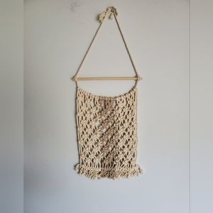 Handmade Macrame Wall Hanging, Large Knots, Brown & Cream, 11x16, 29 with Hanger